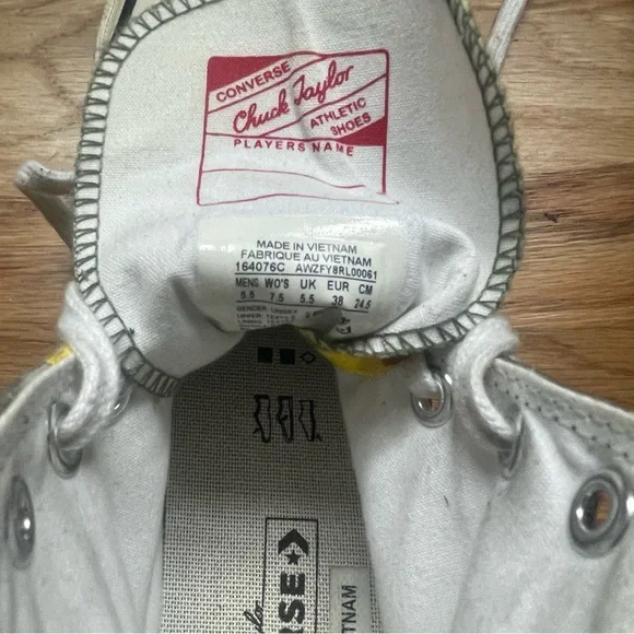 Converse chuck Taylor high top, platform, yellow flowers / green, 7.5 Wc5.5 M - Picture 4 of 5